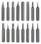 Sixteen steel magnetic inserts for industrial multi function screwdrivers.