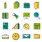 Sixteen thin line colored office icons