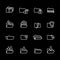 Sixteen white outline computer icons