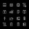 Sixteen white outline computer icons