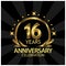 Sixteen years anniversary golden. anniversary template design for web, game ,Creative poster, booklet, leaflet, flyer, magazine,