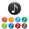 Sixteenth music note icons set color