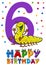 Sixth birthday cartoon card