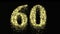 Sixty firework celebration number or gold neon celebration - video animation