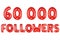 Sixty thousand followers, red color