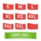 Size Label Fabric Vector. Realistic Set Bright Blank Fabric Labels Or Badges With Stitching.