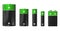 Sizes of batteries: D, C, AA, AAA and PP3 (9V)