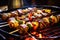 Sizzling Delights: Shashlik Grilling on Barbecue. Generative Ai