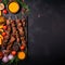 Sizzling Grilling Concept: Meats, Marinades, and Skewers, Top View