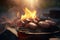 Sizzling Hot: Close-up of Open Flame BBQ at Camping Site