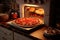 Sizzling Kitchen oven pizza. Generate Ai