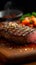 Sizzling perfection a succulent steak rests on a wooden board