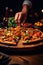 Sizzling Pizza on Wooden Board with Ambience