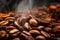 Sizzling Roasted Coffee Beans. Generative ai.