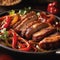 The sizzling sound of pork cooking on a charcoal grill, mixed with the delicious aroma