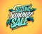 Sizzling summer sale vector banner, hot tropical design concept