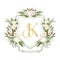 SK, KS initial wedding crest logo monogram