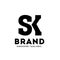 SK letter monogram strong and bold logo