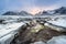 Skagsanden Beach in the winter on the Lofoten Islands