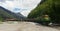 Skagway Alaska train and mountains
