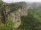 Skaklya waterfall falling from high rocky cliffs