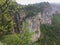 Skaklya waterfall falling from high rocky cliffs