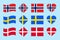 The Skandinavian countries flags set. Vector. Denmark, Norway, Sweden national flag collection. Flat isolated icons, traditional c