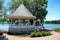 SKANEATELES, NEW YORK - 17 JUNE 2021: Gazebo in Clift Park on the shore of Skaneateles Lake