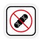 Skate Board Prohibited. Skateboard Ban Black Silhouette Icon. No Allowed Skating Sign. Forbidden Skater Equipment Deck