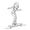 Skate girl continuous line icon. Endless hand drawn doodle vector