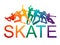 Skate people silhouettes skateboarders colorful vector illustration background extreme