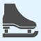 Skate solid icon. Shoes for playing hockey on ice. Sport vector design concept, glyph style pictogram on white