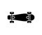 Skateboard black silhouette icon isolated on white background. Flat style. Minimal skate board design.