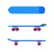 Skateboard of Blue Color, Vector Illustration