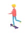 Skateboard Character, Teenager on Skate Vector