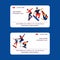 Skateboard coach set of business cards vector illustration. Teenagers riding and doing tricks on skate. Spending free