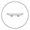 Skateboard longboard icon in circle round black color vector illustration image outline contour line thin style