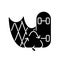 Skateboard made from fishing nets black glyph icon