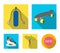 Skateboard, oxygen tank for diving, jumping, hockey skate.Extreme sport set collection icons in flat style vector symbol