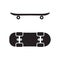 Skateboard solid black icon. Glyph symbol of leisure activity and fun sports. Sports equipment flat vector illustration