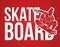 Skateboard Text Designed with Male Player Cartoon Extreme Sport Graphic