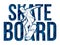 Skateboard Text Designed with Male Player Cartoon Extreme Sport Graphic