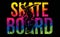 Skateboard Text Designed with Skateboarder Action Extreme Sport Cartoon Graphic