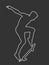 Skateboard vector line contour silhouette isolated on black. Outdoor urban action. Sport accident. Injured athlete.