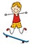 Skateboarder, boy on skateboard, vector illustration, smiling child, eps.