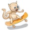 Skateboarder Cat Cartoon Character Vector Illustration