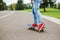 skateboarder girl with skateboard outdoor