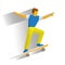 Skateboarder jump on skateboard, on white background.