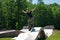 Skateboarder Jumping Skate Ramp