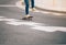 Skateboarder sakteboarding on highway